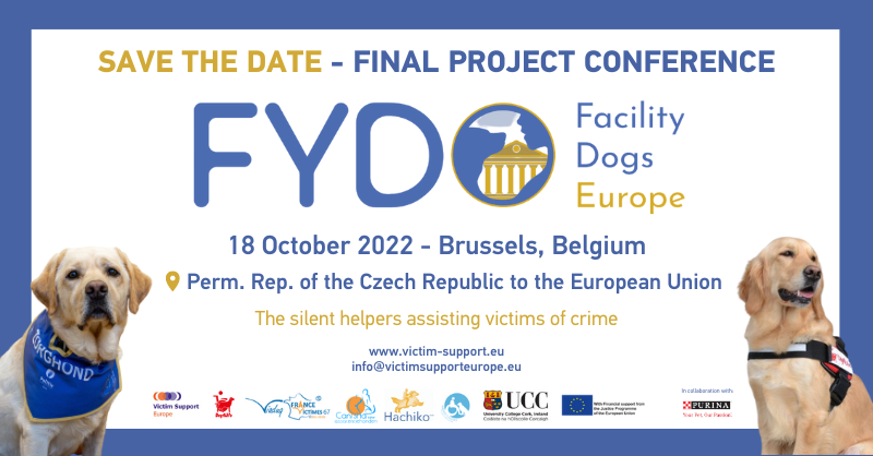 VictimSupportEU's tweet photo. 🎉 Happy #FYDOFRIDAY!
Discover more on the value of #FYDO in the final #conference the 18th of October in Brussels 🇧🇪!
ℹ️Info: https://t.co/N8JAVYAimu
📥 Register today: https://t.co/so54riTgLy
#FacilityDogsEurope #VictimSupportEU #EuVictimsRights #SafeJusticeforVictims https://t.co/W12u8NSgYu