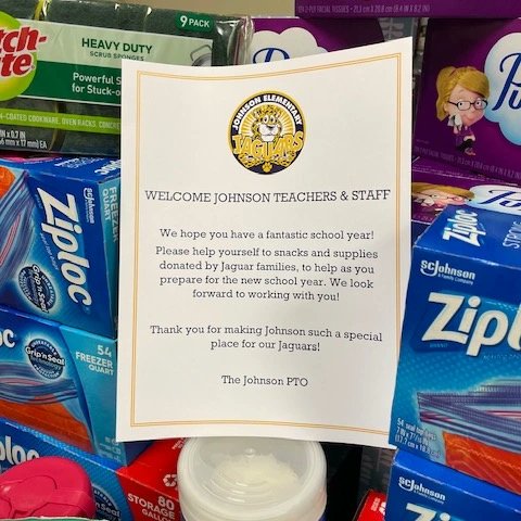 The PTO hopes everyone had a great first week! Thanks to all the Jaguar families who helped show the Johnson teachers and staff lots of love, to start off the school year.