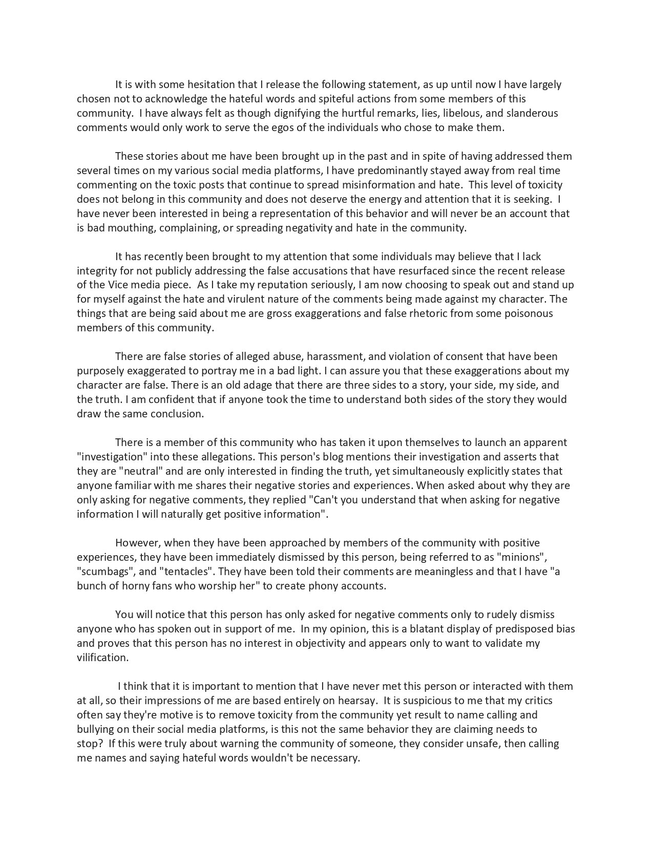 Goddess Kat Marie on Twitter "Statement to the community that which I