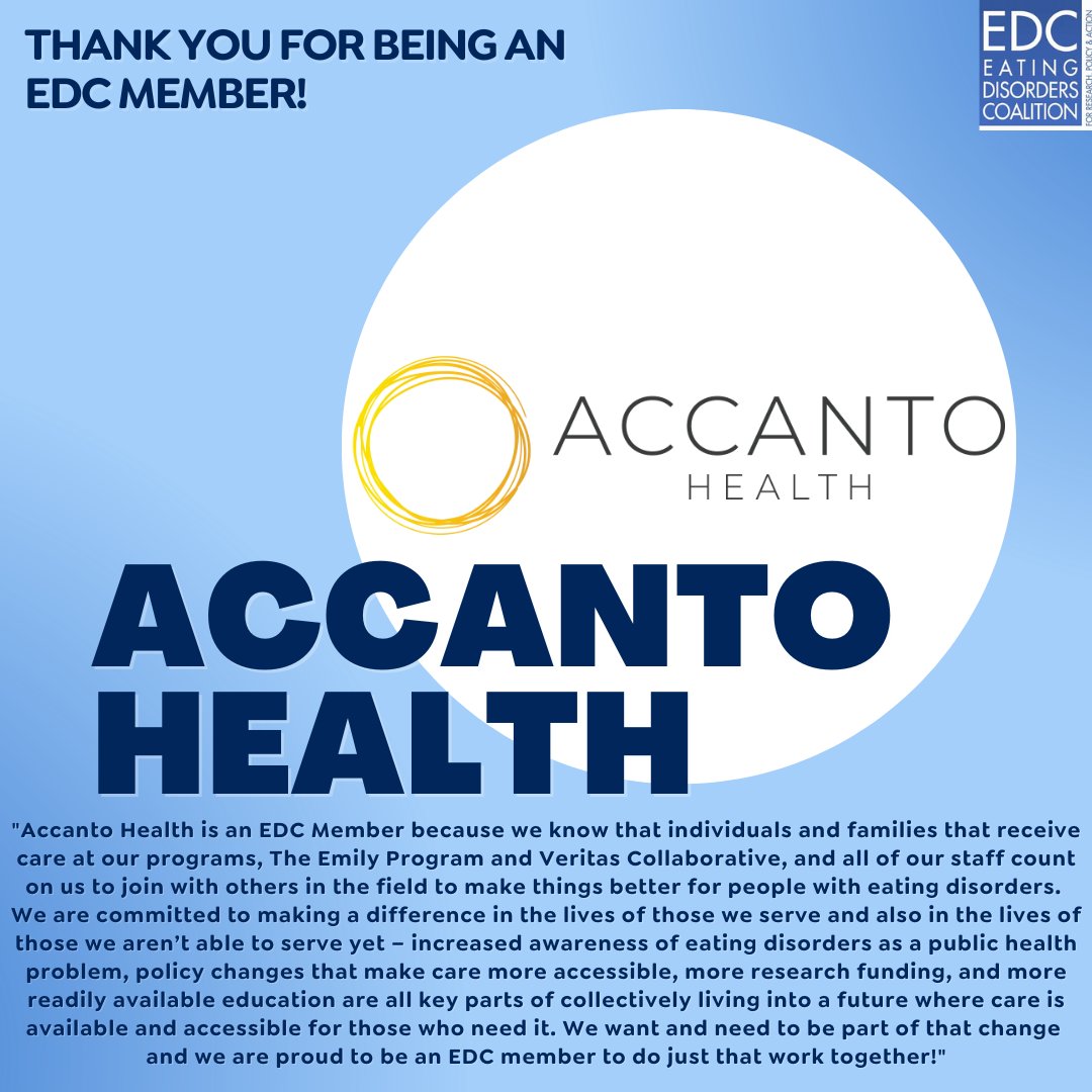 EDCoalition's tweet photo. Introducing... EDC Member #FeatureFriday! Today, the @EDCoalition is highlighting Accanto Health, the parent company of @VeritasED &amp; @EmilyProgram treatment centers. The @EDCoalition is grateful for their support! Learn more about Accanto Health here: https://t.co/htOGpWzDSz https://t.co/eBGNKSjVDj