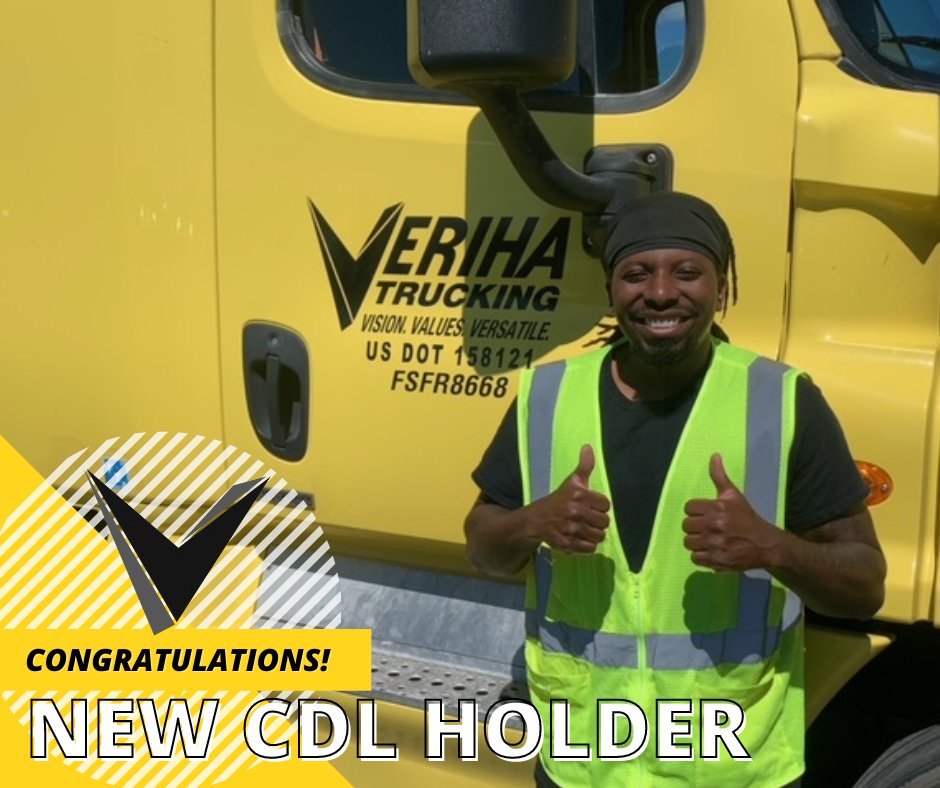 VerihaTrucking's tweet photo. Bravo! π£ π― Congratulations to Bedeniktas, Cedell and Todd for passing their CDL test yesterday! π Welcome to the industry! π #Verihatrucking #ThankaTrucker #cdljobs #CDL2022 #Truckdriver #truckingindustry #cdlstudent #Veriha #Truckdrivers https://t.co/HnBeQW5DsO