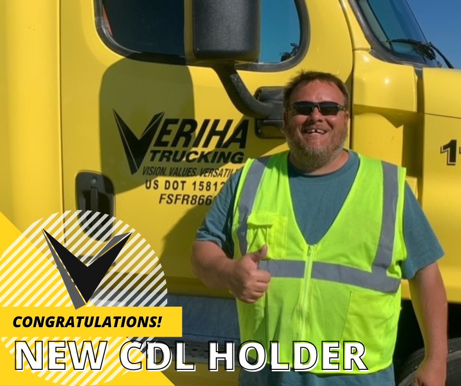 VerihaTrucking's tweet photo. Bravo! π£ π― Congratulations to Bedeniktas, Cedell and Todd for passing their CDL test yesterday! π Welcome to the industry! π #Verihatrucking #ThankaTrucker #cdljobs #CDL2022 #Truckdriver #truckingindustry #cdlstudent #Veriha #Truckdrivers https://t.co/HnBeQW5DsO