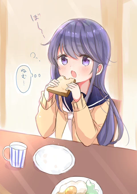 朝ご飯食べているリンちゃん#ゆるキャン 