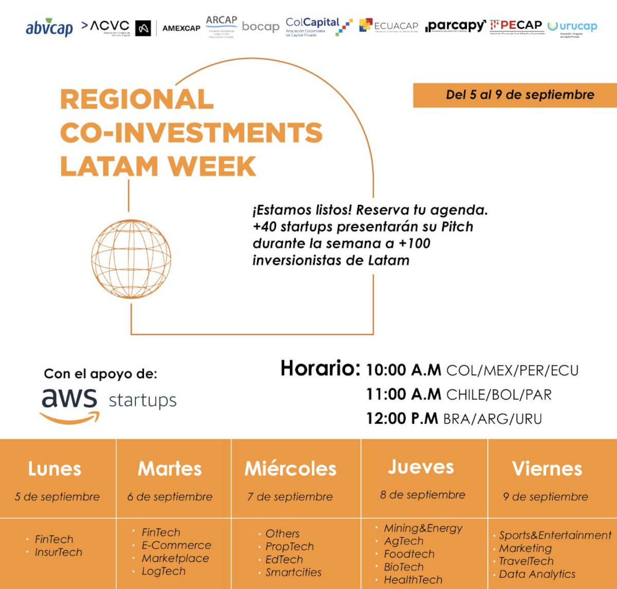 PECAP_'s tweet photo. 🚀Si eres un fondo que opera en #Latam y estás buscando oportunidades de inversión te invitamos a participar en el Regional CO-Investments Latam Week, desde el 5 al 9 de septiembre.

Si eres #inversionista miembro de la asociación inscríbete aquí: https://t.co/Vrzkd7jNPZ https://t.co/pMVNNEGm2x