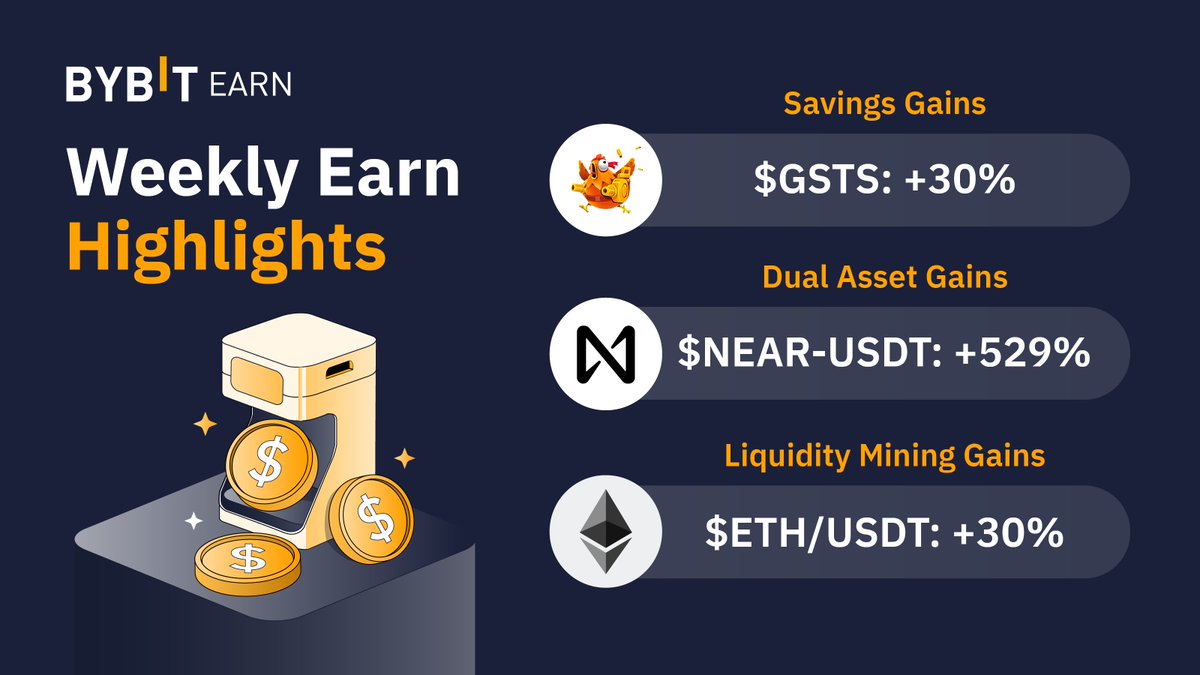 🔥 $GSTS is in high demand. Subscribe today for exclusive 30% APY! 

👇🏻 Saving Gains 👇🏻
🥇 $GSTS: +30% 

👇🏻 Dual Asset Gains 👇🏻
🥇 $NEAR-USDT: +529% 

👇🏻 Liquidity Mining Gains 👇🏻
🥇 $ETH/USDT: +30%

👉🏻 Stake now: go.bybit.com/e/Cvsu8g212rb