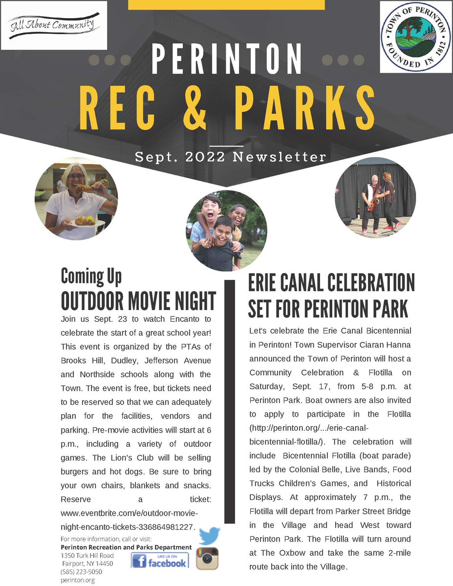 PerintonRec's tweet image. The Rec &amp;amp; Parks e-Newsletter for September is available at perinton.org.