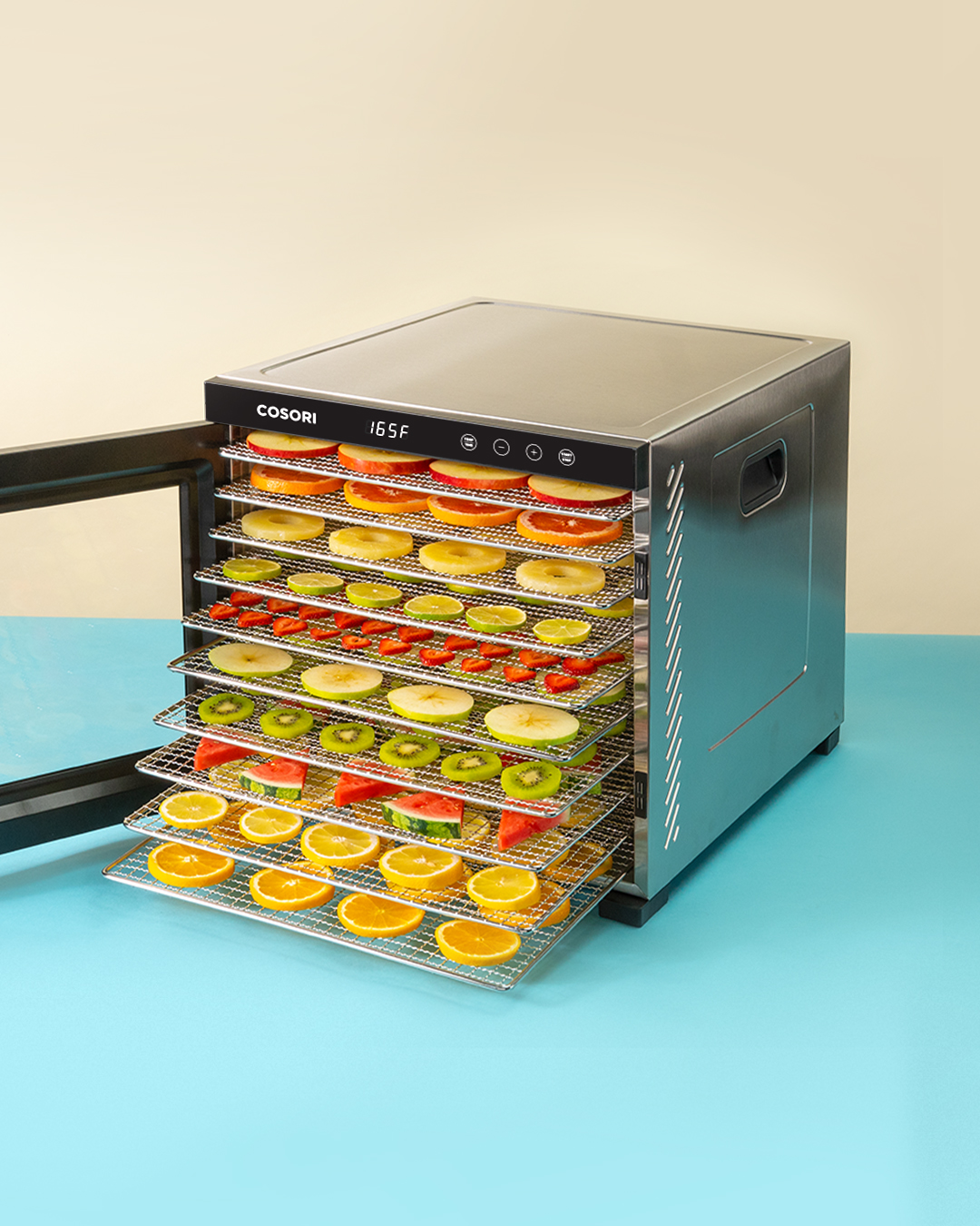 Cosori on X: Dehydrate food with peace of mind with precise temperature  control and automatic shutoff on our new Premium Pro 10-Tray Food Dehydrator.  With 50 tasty recipes included, you'll never run