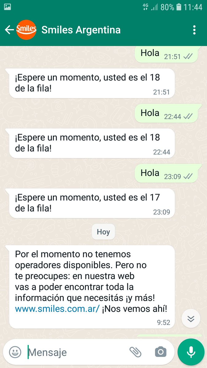 FedericoG77's tweet photo. Soy del Club Smiles y tengo un problema, después de 24 horas de esperar ser atendido, me dicen que no tienen nadie que me atienda y me ponen nuevamente en lista de espera https://t.co/YzDGlhSx6i