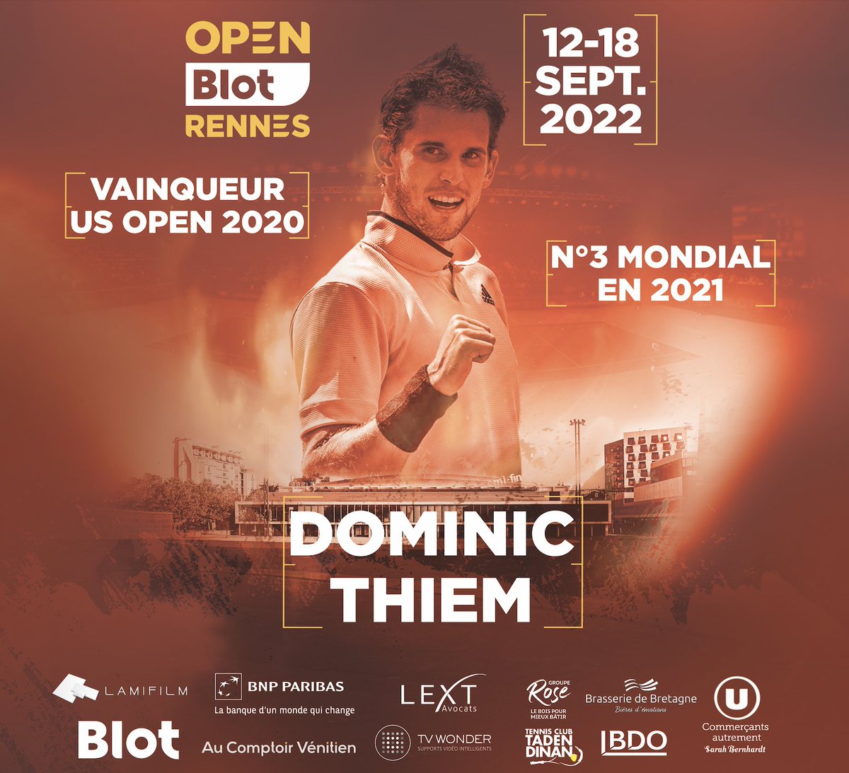 🤯 UN GÉANT À L'OPEN 🤯

💥INCROYABLE MAIS VRAI ! Dominic Thiem sera présent au Liberté pour l’Open Blot Rennes 2022 ! 😍🔥

⚡️Le vainqueur de l'US Open 2020 obtient la Wild Card délivrée par l’organisation pour participer à cette 16e édition !🎟