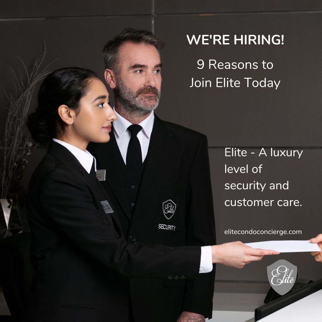 EliteCondo's tweet photo. We’re Hiring! 9 Benefits of Working With Elite
Elite’s benefits package is exceptional, and will continue to improve to ensure that we attract the best people.
Apply now: https://t.co/HU2YN205kD 
#securityguards #nowhiring #ApplyNow https://t.co/SUAsA8zTwY