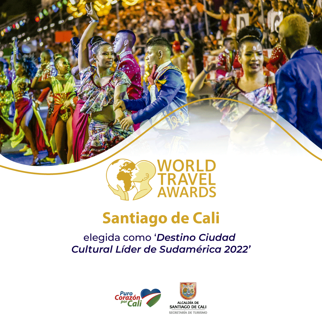 AlcaldiaDeCali's tweet photo. ¡Ganamos!  🤩

Cali ha sido elegida como ‘Destino Ciudad Cultural Líder de Sudamérica’ en los premios World Travel Awards 2022.  Este es el tercer año que nuestra ciudad recibe este galardón. 

💙❤️💚 https://t.co/rKsti7LWkV