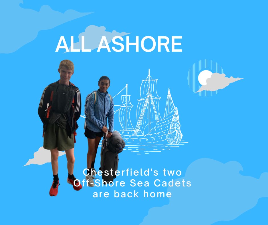 Welcome Home! 

After a week's voyage offshore, our two intrepid sailors OC Findlay and Cdt Magesh are firmly back home.

 #EasternArea #Chesterfield #LoveChesterfield #TeamDanae #SeaCadetsUK #seacadetoffshore #derbyshire #cfav #cadets