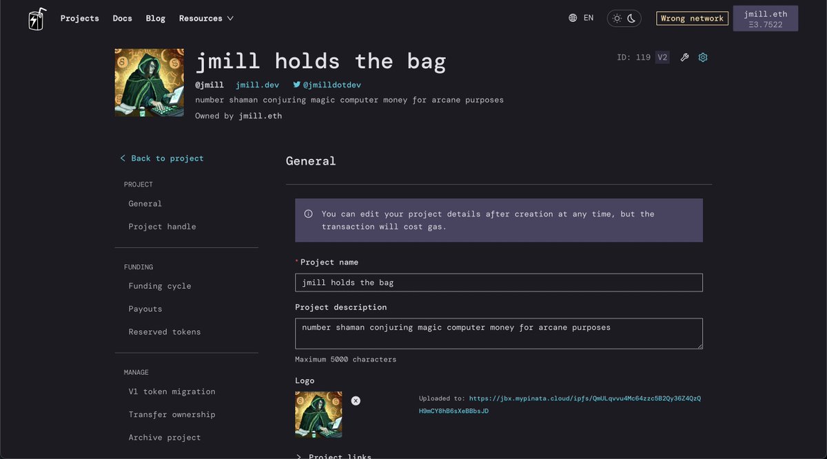 jmilldotdev's tweet photo. Managing your @juiceboxETH project just got a whooooooole lot nicer🧃

Shoutouts to @aeolianeth https://t.co/vryAutmQfR