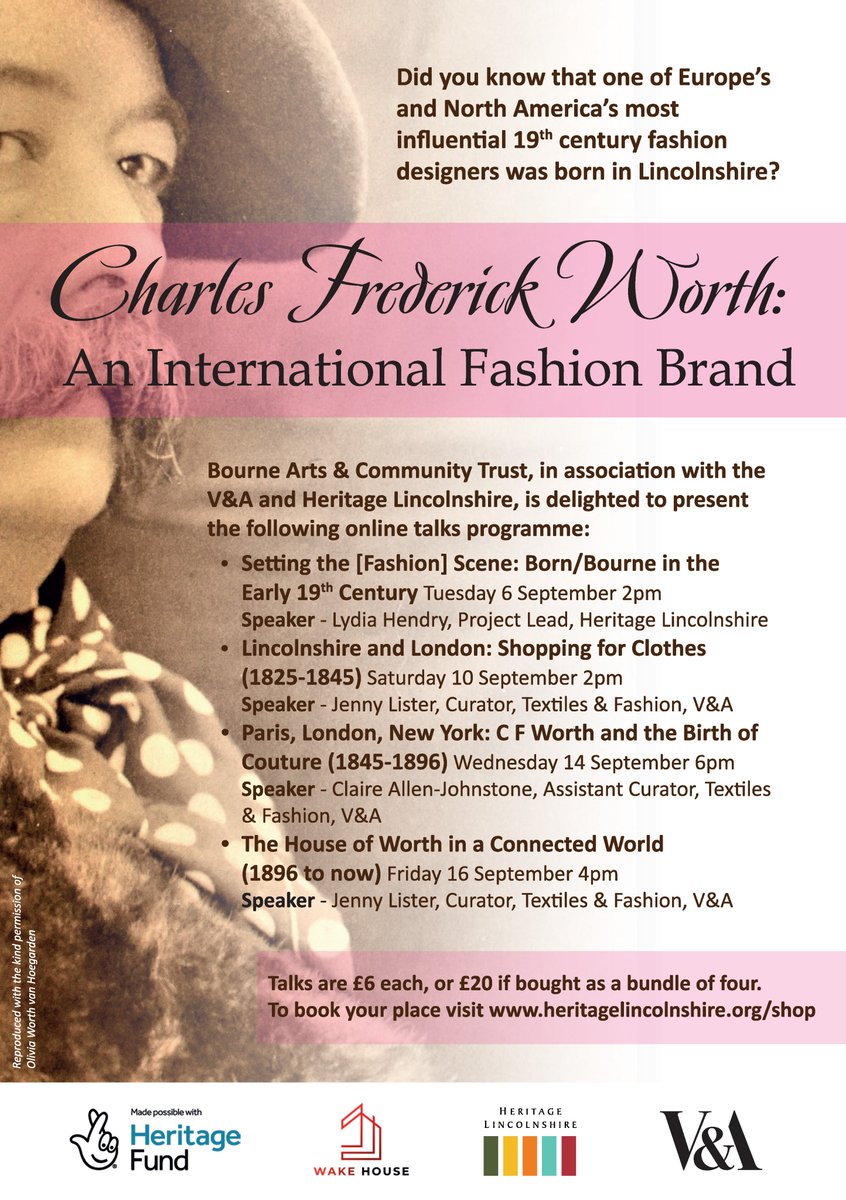 Online talks programme on Worth that Jenny Lister and I are contributing to <a href="/V_and_A/">V&A</a> @HeritageLincs - tickets here heritagelincolnshire.org/shop/all/ticke… - V&amp;A pieces include collections.vam.ac.uk/item/O120116/d… and collections.vam.ac.uk/item/O83500/ev…
