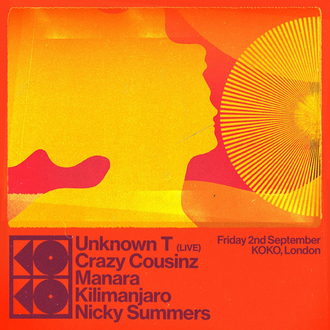 The first U.K. drill artist to land a Top 50 chart position, <a href="/unknwnt9/">UNKNOWN T</a>’s bassy vocals join the UK's loudest party starters #Manara <a href="/CrazyCousinz_/">Crazy Cousinz</a> &amp; #IzzyBossy for the ultimate #KOKOElectronic all nighter. 

Doors 10PM - 5AM.
bit.ly/3TiSjVx