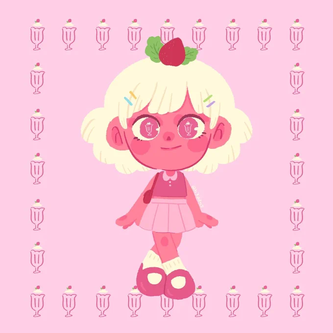STRAWBERRY MILKSHAKE &amp; MELON SODA#Procreate #procreateart #illustration #illustrationart #digitalart  #h7ddnsartwork #doodleart 