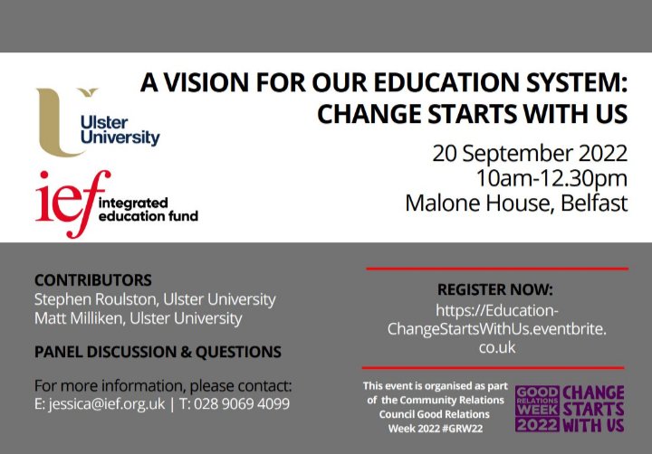 UlsterMilliken's tweet photo. Date for your diary... Tuesday 20th Sept, 10:00am, Malone House. Be there or be square!
#TransformingEducation #NorthernIreland #InclusiveEducation
#CommunityRelations #Integration https://t.co/dOjXDrtW4G