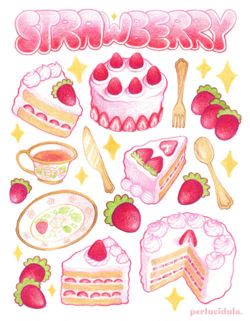 overclockingit's tweet image. strawberry cake ❤️🍓 by perlucidula on tumblr