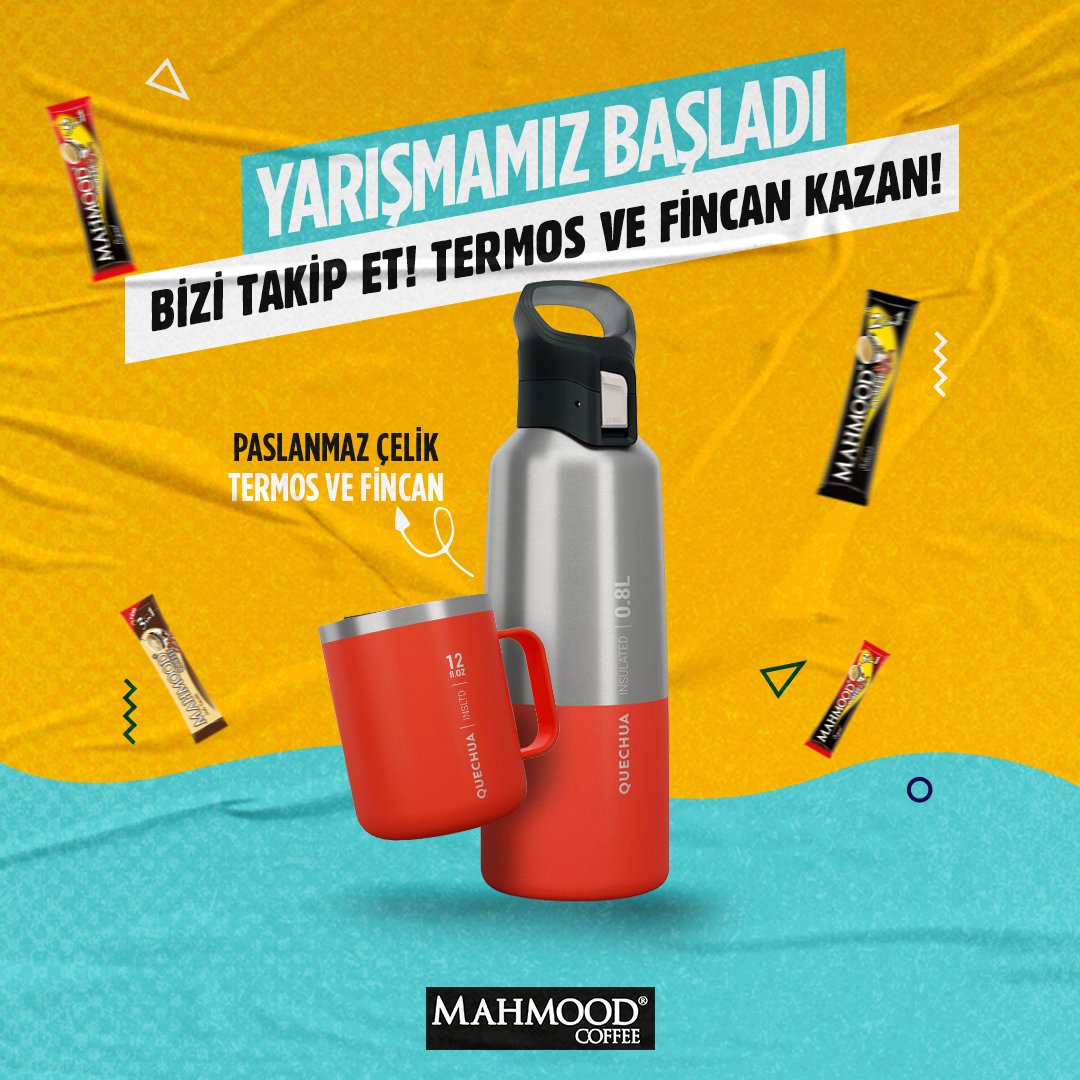 MahmoodCoffeeTR's tweet photo. Yarışmamız başladı.🎁
1 kişiye ÇELİK TERMOS VE FİNCAN, 5 kişiye Mahmood Coffee Kahve Seti hediye!🤗
Katılmak için;
💛 @MahmoodCoffeeTR hesabımızı takip et,
💛 Bu tweeti beğen,
💛 2 arkadaşını yoruma etiketle,
🌟Son katılım: 15 Eylül Perşembe
#MahmoodCoffee #YüzdeYüzYerli #Hediye https://t.co/CALEYZcxMV