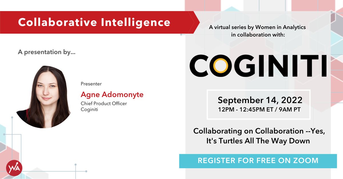 Join us for the next webinar in our Collaborative Intelligence series 🤩

<a href="/coginiti/">coginiti</a>'s Chief Product Officer, Agne Adomonyte, will discuss collaboration efforts across her teams &amp; how that process shapes their understanding of collaborative intelligence.

bit.ly/3e2uzVp