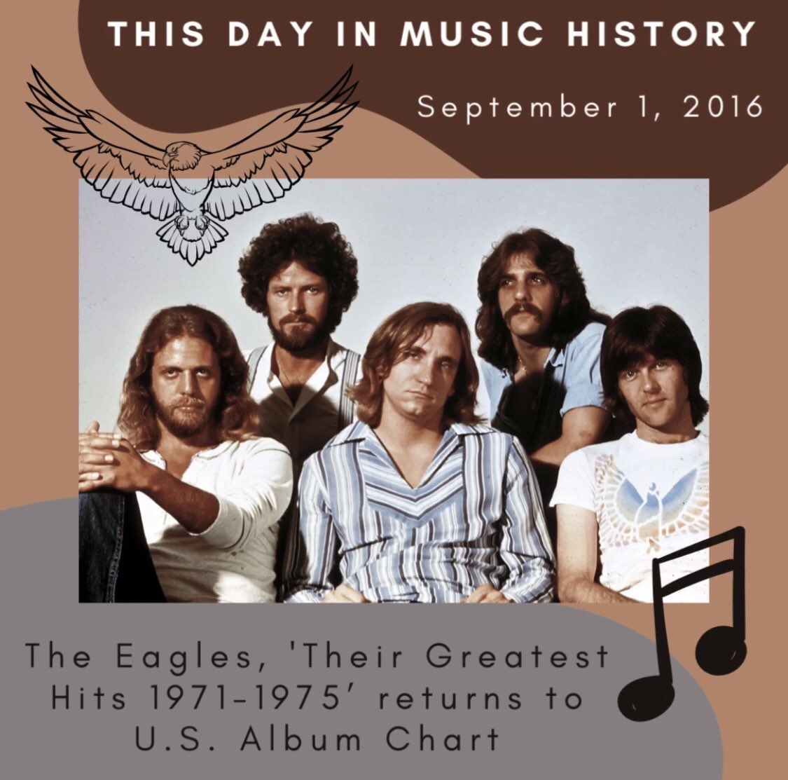 kmsa913's tweet photo. Happy Friday Mavs! On this day in music history, The Eagles ‘Their Greatest Hits 1971-1975’ returned to the U.S. Album Chart!This album, which was released in 1976, was already the largest selling compilation album in history with over 42 million copies worldwide! 🦅

#radio #fun https://t.co/XNQvuIb3bz