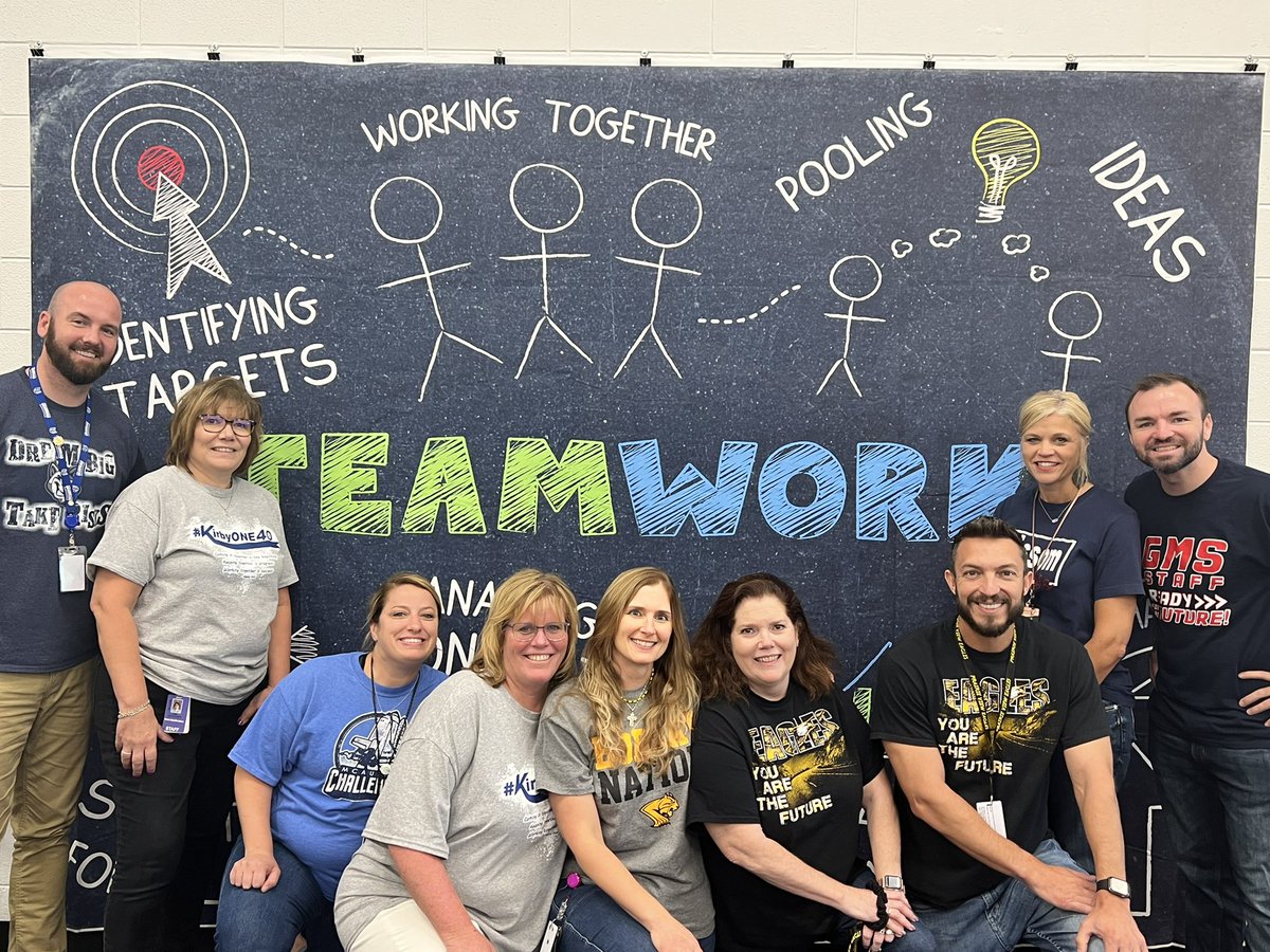 <a href="/KirbySD140/">KSD 140</a> Building Administrators testing out our new Teamwork backdrop at the Ad Center. Groups planning or receiving training throughout the year will take a picture together and we’ll compile a collage to show that we’re #KirbyONE40