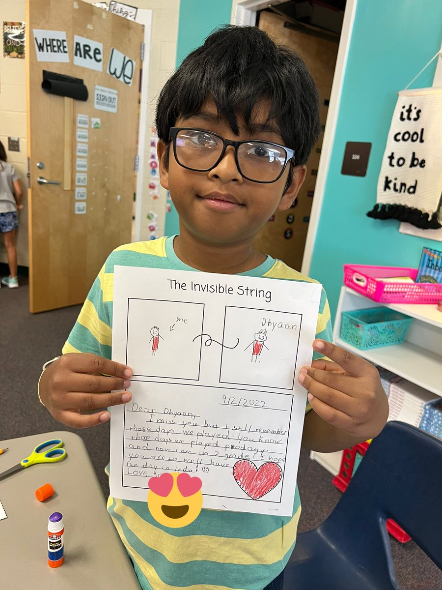 2ndWithWeinbach's tweet photo. Today we read The Invisible String by Patrice Karst and learned how we are never alone, even when we are away from those we love. We are all connected by an invisible string! We decided to write letters to the people we feel connected ❤️ #invisiblestring #adventuresin2ndgrade https://t.co/UQDG20sz2y
