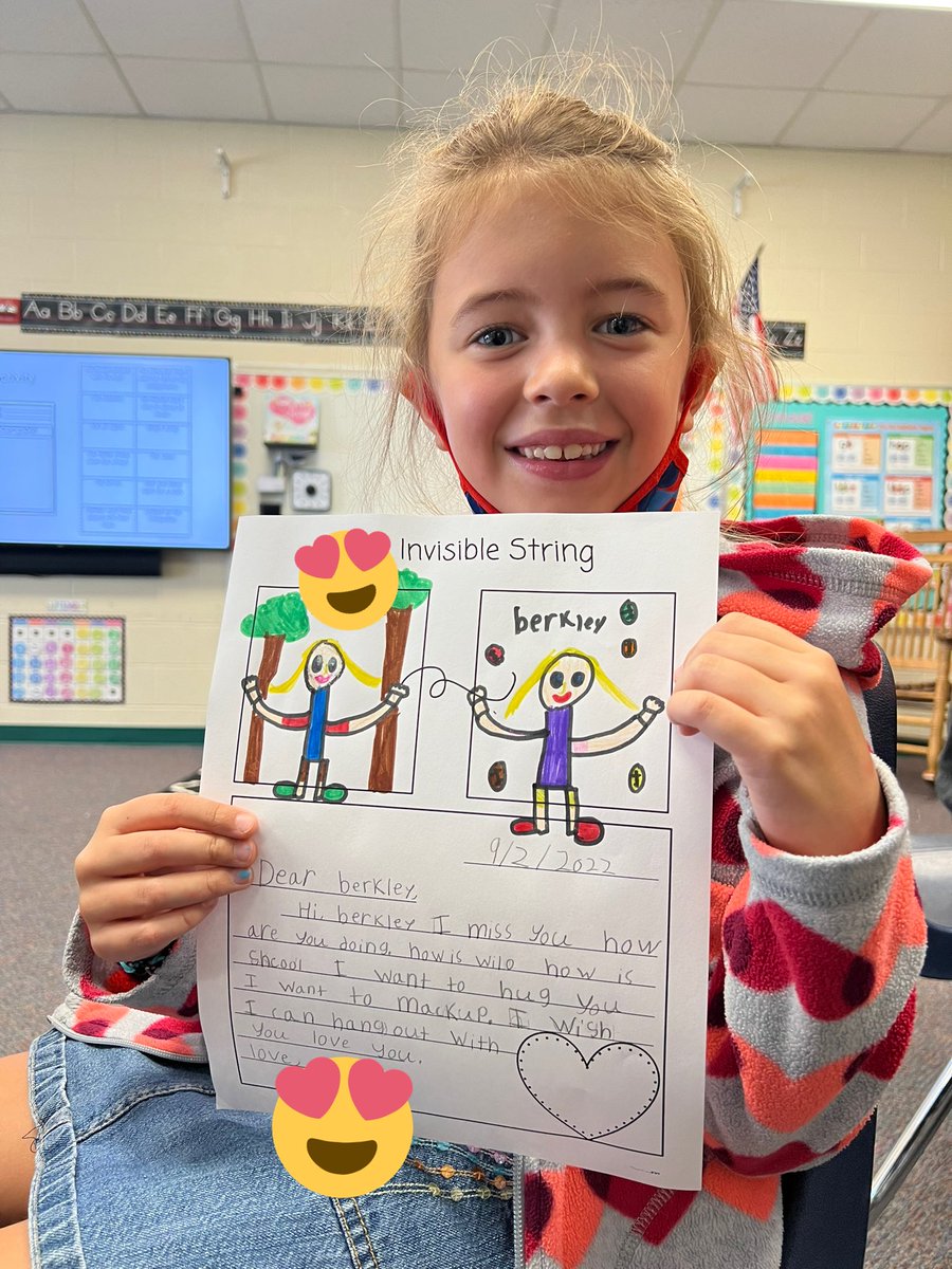 2ndWithWeinbach's tweet photo. Today we read The Invisible String by Patrice Karst and learned how we are never alone, even when we are away from those we love. We are all connected by an invisible string! We decided to write letters to the people we feel connected ❤️ #invisiblestring #adventuresin2ndgrade https://t.co/UQDG20sz2y