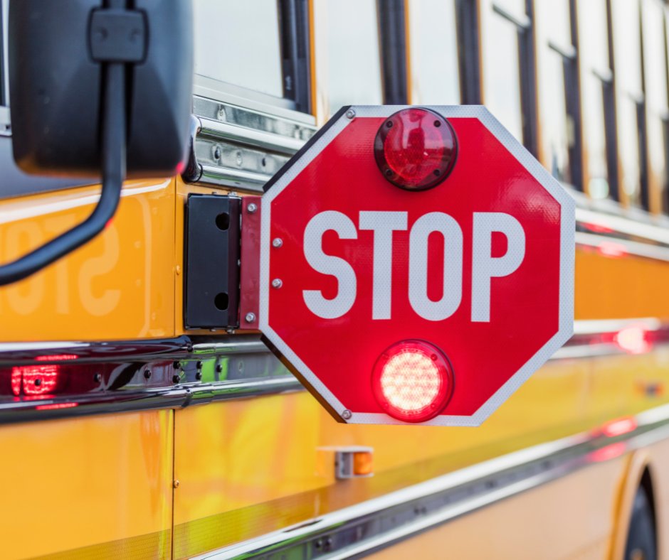 If you’re driving near a school bus or in a school zone, please reduce your speed and watch for students. Remember, it is the law to stop when the bus has its stop sign out or flashing red lights turned on.