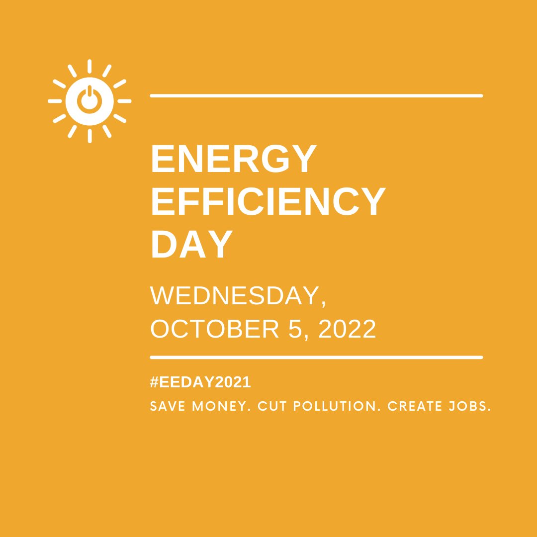#EEDay2022 is October 5, 2022. Have you signed up? (It’s free!) Your voice is important. #EnergyEfficiency is a powerful solution to save money, cut pollution, and create jobs! 

energyefficiencyday.org