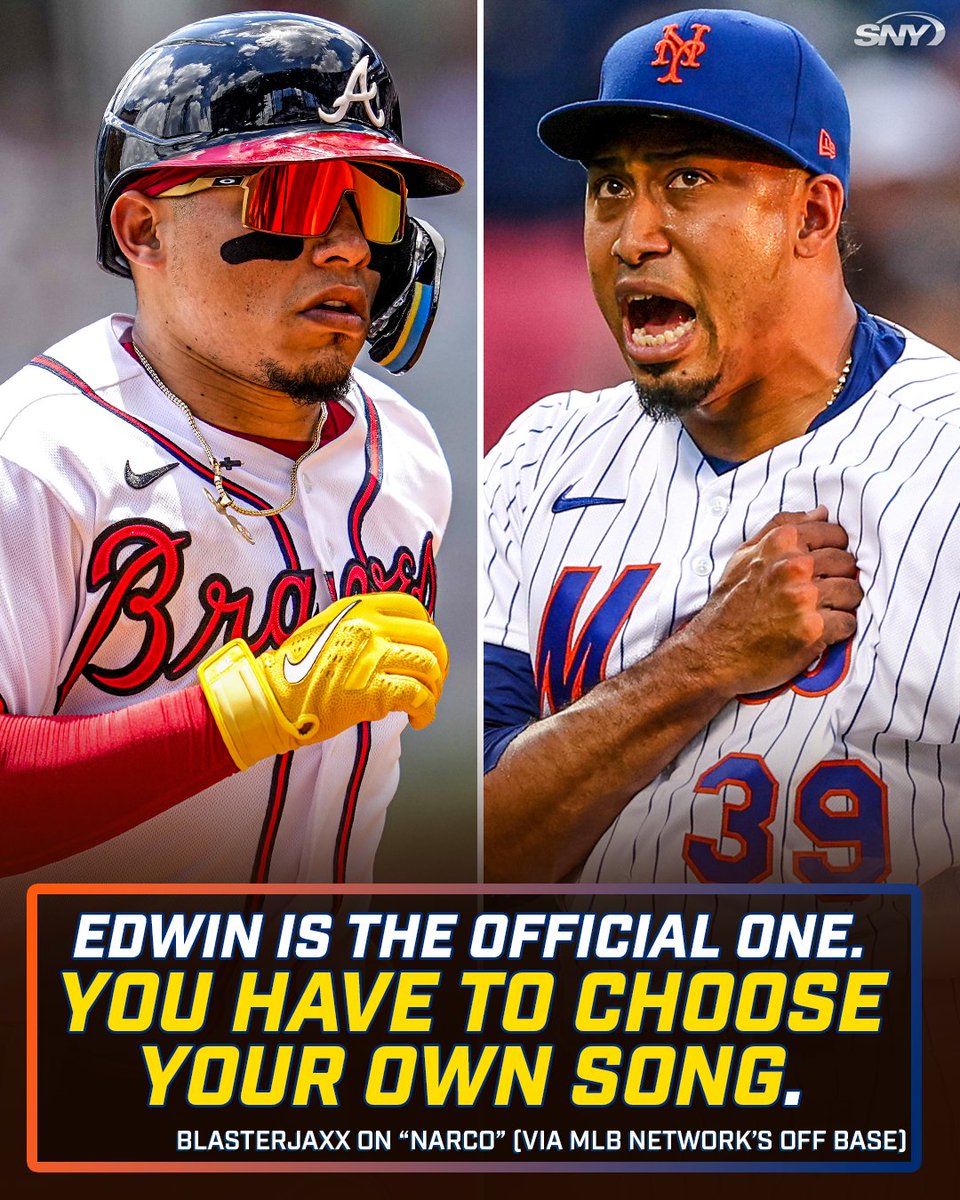 SNY_Mets's tweet photo. The two members of @Blasterjaxx that co-wrote "Narco" along with @TimmyTrumpet do not think anyone else should be using it as a walk-up song.

They endorsed Edwin Díaz as the official user. 🎺 

(via @MLBNetwork) https://t.co/Iq2BN9Puf1