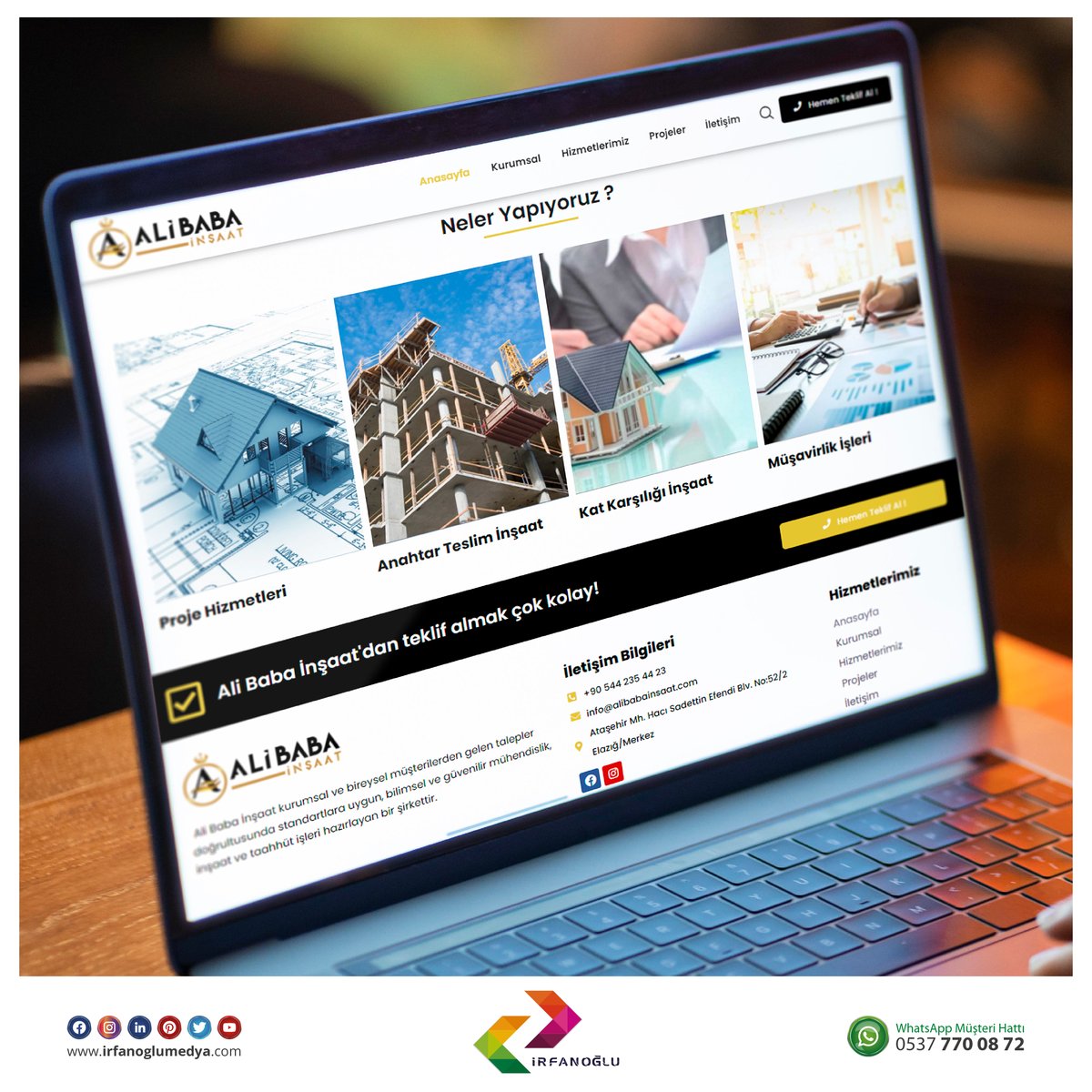 irfanoglumedya's tweet photo. İnşaat sektöründe faaliyet gösteren "Ali Baba İnşaat" firması için hazırlamış olduğumuz kurumsal web sitesi yayında 💪
#alibabainşaat #alibaba #websitesi #webdesing #morweb #inşaatweb #elazığinşaat https://t.co/hIecY5oO0i