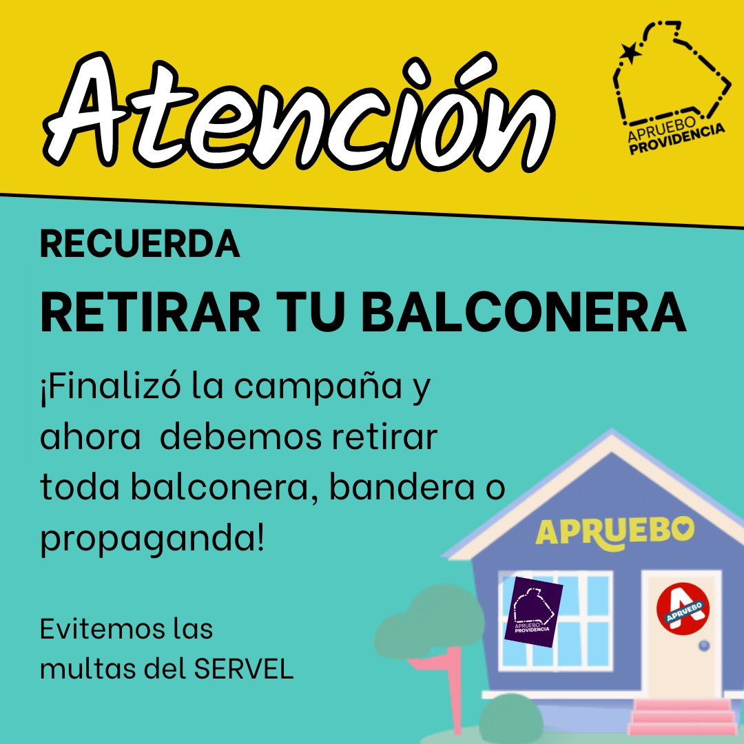 proviaprueba's tweet photo. 🔴 Ha terminado el periodo campaña y propaganda electoral, ahora es fundamental que retires toda la propaganda que tengas en tu casa. ¿Cómo qué? 🤔 Banderas, stickers, balconeras y carteles! https://t.co/PoBkGbZ8IC