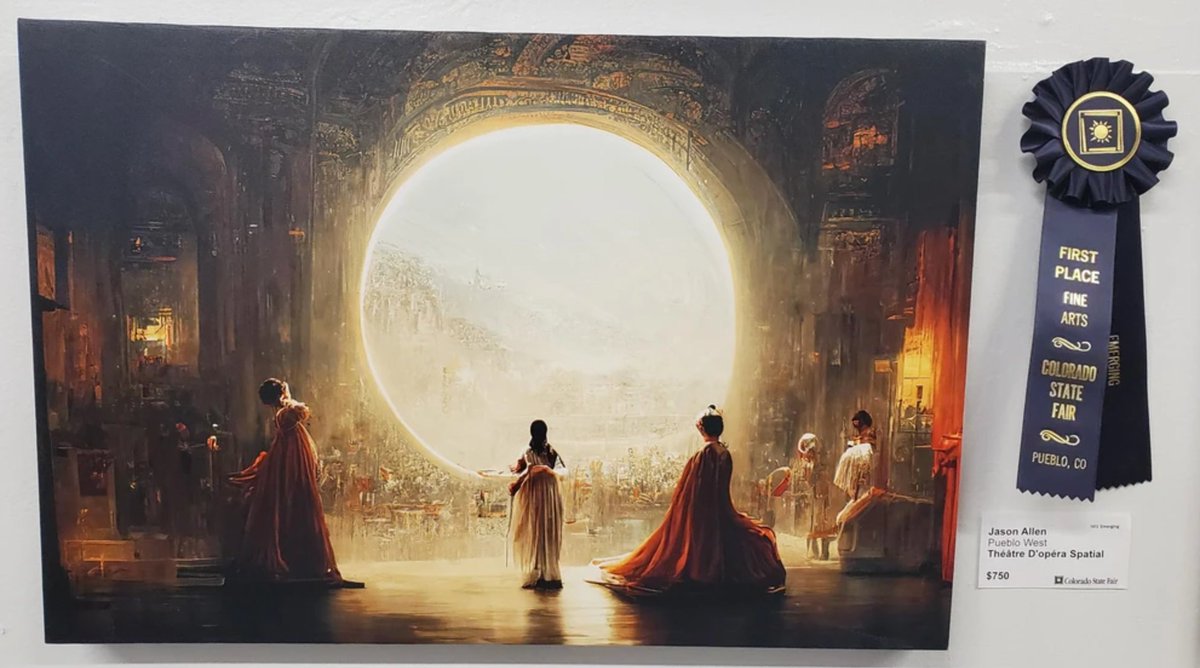 About that #AiArtwork that won award at a state fair 🧵

Very simple: art is about emotions (and allegedly sometimes about tax optimization)
So, the function of an artist is to "create an emotion". Metrics: the level of involvement of the audience

#aiartcommunity #AIartists