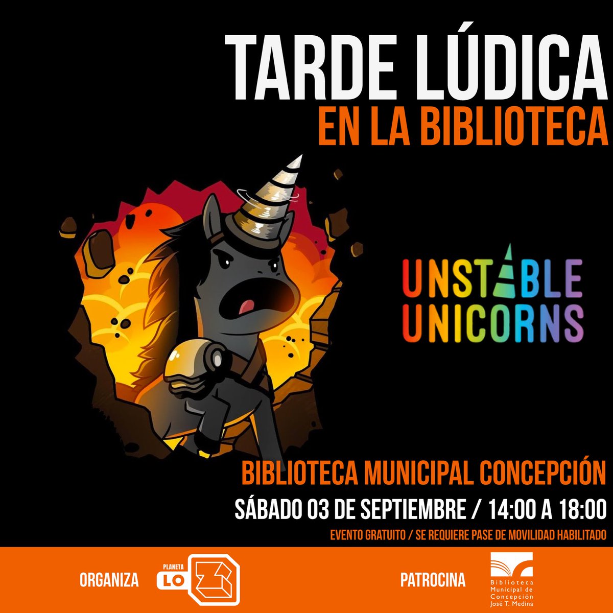 Planeta LoZ (@planetaloz) on Twitter photo Este sábado 03 de septiembre volvemos con una nueva Tarde Lúdica en la biblioteca municipal de Concepción. Muchos juegos de mesa te estarán esperando para pasar una tarde increíble. Tendremos aforo limitado y la actividad es completamente gratuita.
<a href="/Muni_Concepcion/">Municipalidad de Concepción</a> Este sábado 03 de septiembre volvemos con una nueva Tarde Lúdica en la biblioteca municipal de Concepción. Muchos juegos de mesa te estarán esperando para pasar una tarde increíble. Tendremos aforo limitado y la actividad es completamente gratuita.
<a href="/Muni_Concepcion/">Municipalidad de Concepción</a>