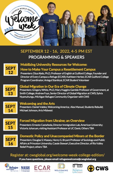 uarrm's tweet photo. Join @CWS_global for Welcome Week: College Edition
September 12-16, 2022!

https://t.co/EOwkbow8fb https://t.co/MTIeokoI3q