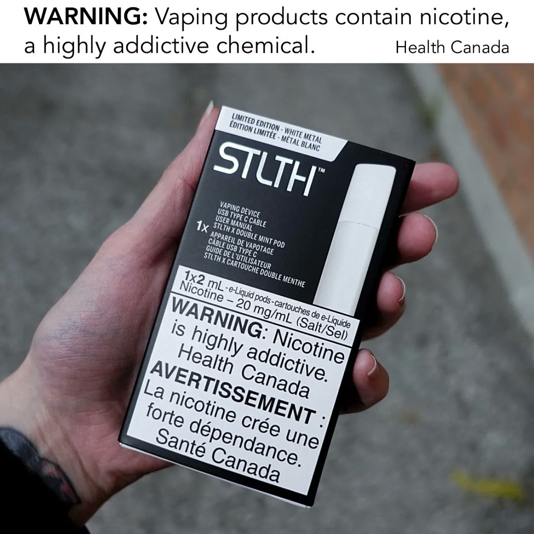 In2Vapes's tweet photo. LIMITED EDITION
White Metal Stlth USBC device.
Kit includes 1x Stlth X Double Mint 20mg pod.
Available in-store &amp; online. https://t.co/9RIbJ158ap