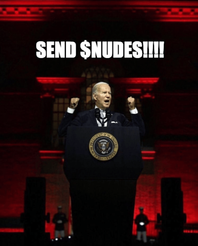 🤑🤑🤑 I just made $7.00 on this meme I created in 10 seconds!

💵 I love the Nudes Army MemeSite! It's so easy to make money!

Make memes and go earn yours now! nudes.army/?ref=62a88353b…

#memes #meme #president #biden #speech #earn #money #crypto $nudes #passive #income