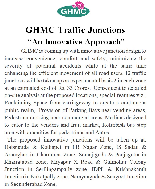 CommissionrGHMC's tweet photo. GHMC Traffic Junctions
"An Innovative Approach" https://t.co/5EV4wroWll