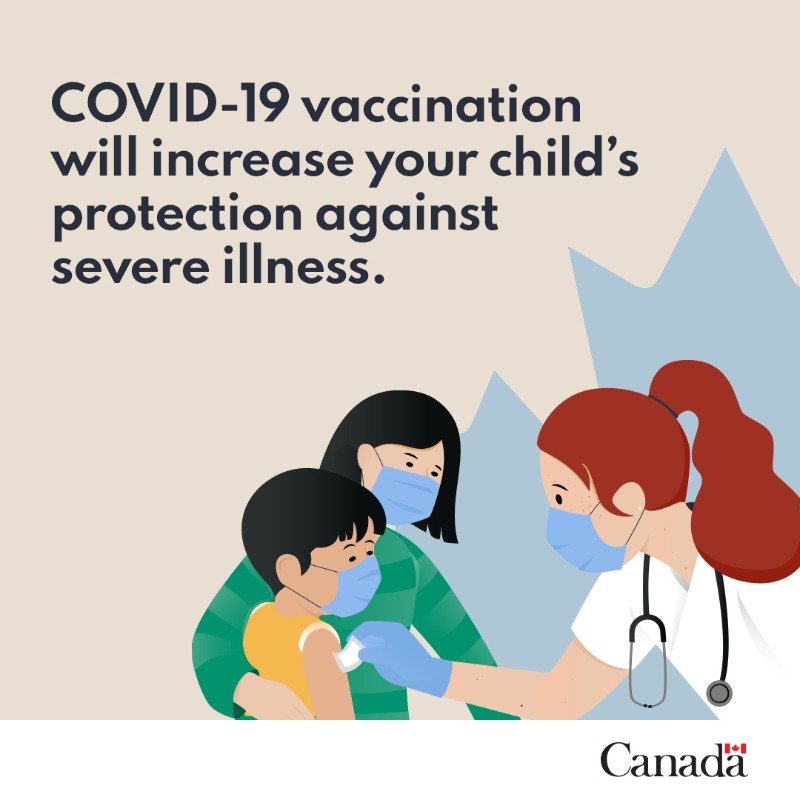 GovCanHealth's tweet photo. It’s normal to wonder what’s safe for your child. Information on COVID-19 vaccine safety is available.