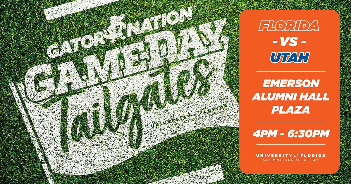 UFBlackAlumni's tweet photo. Tailgate with fellow Gators at Emerson Alumni Hall on Sept. 3 at 4 p.m. before the Gators #BeatUtah! Gator Nation Tailgates are FREE for all members and are located directly across the street from the stadium. #ufblackalumni #ufaba - https://t.co/f1CiCzwXZe https://t.co/8iqKmN14Yj