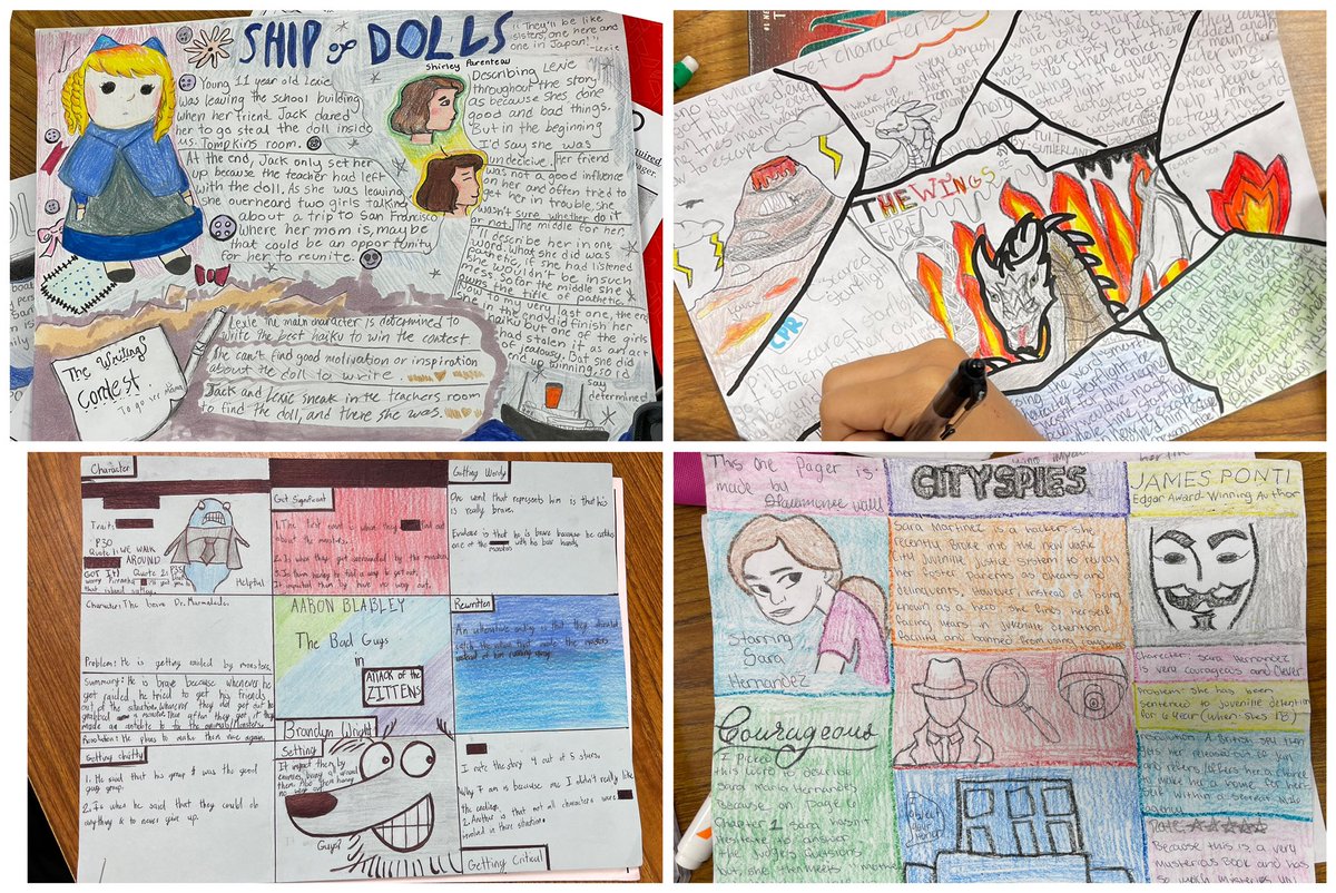 Look at these SIXTH grade RLA one pager projects! Our gators are so creative! 😍 #maydeforthis #maydeusrpoud <a href="/MCJHGators/">Mayde Creek JH</a> <a href="/JanaeMiles5/">Janae Miles</a>