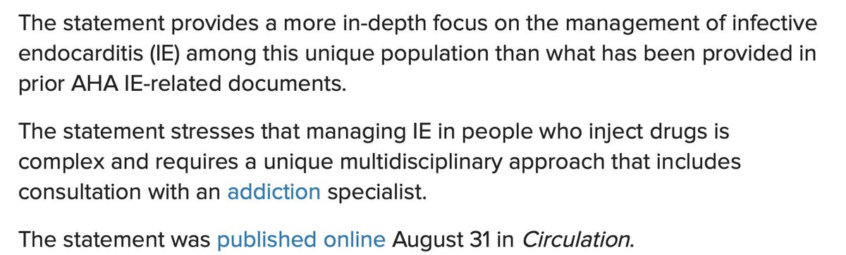 AliRaja_MD's tweet photo. @ahahospitals Guidance on #InfectiveEndocarditis w/ #InjectionDrugUse
https://t.co/mLn0D4FOSM
@Medscape https://t.co/SGd5EloHUv