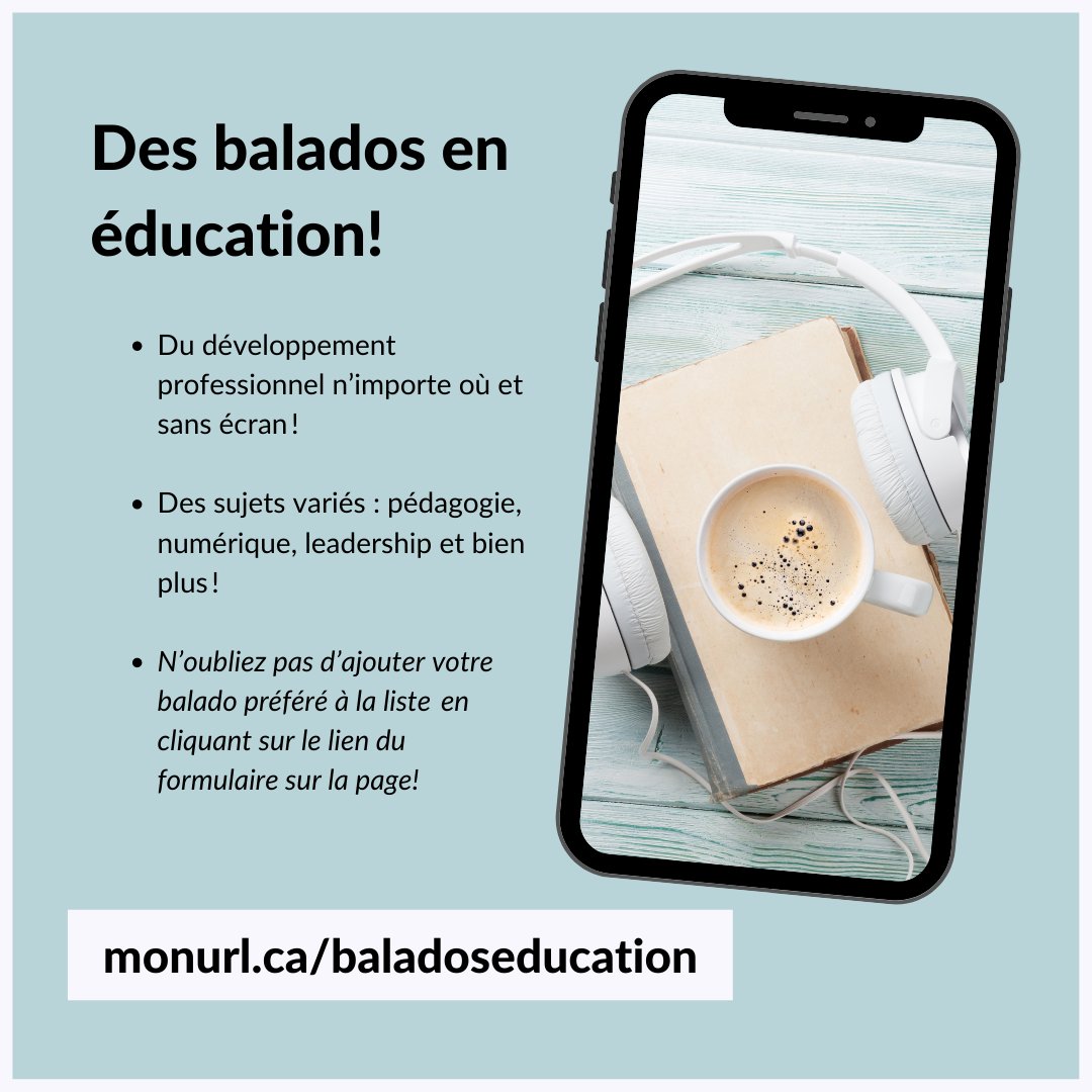 Plusieurs ajouts à la liste de balados en éducation! ⬇️

monurl.ca/baladoseducati…