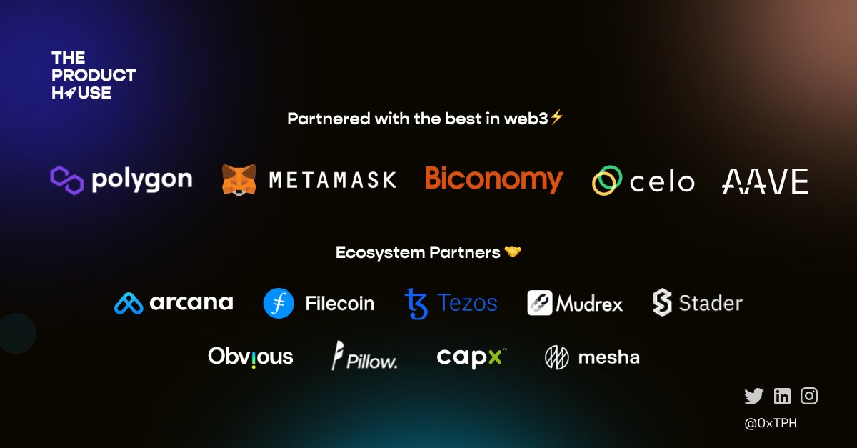 0xTPH's tweet image. collaboration and community are key in web3 🫂

our job board is powered by @0xPolygon @CeloOrg @MetaMask @biconomy and @AaveAave 🚀🥳

our ecosystem partners @officialmudrex @tezos @thearcanagame @Filecoin @PillowFund @itsobvioustech @staderlabs @CapxFi and @meshaclub