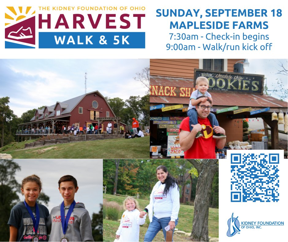 kfohio's tweet photo. Come out to walk or run at Mapleside Farms on 9/18 for the Harvest Walk &amp; 5K! Register by this Monday and be entered to win a $50 gift card: https://t.co/dhtjvtlrdJ https://t.co/bLCHF5CueE