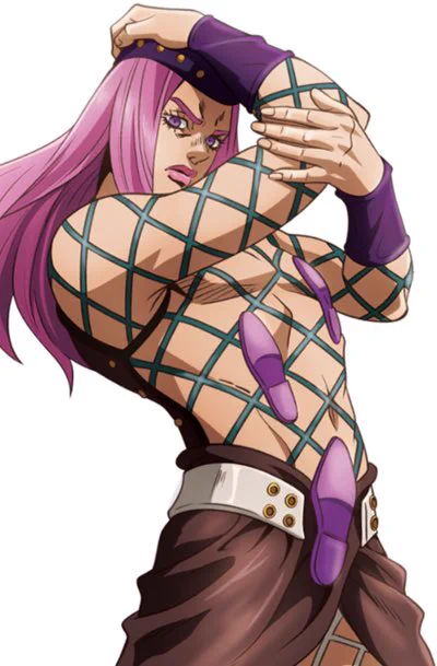 I know nothing about this character other than he's in the new JoJo and the "pink" one and I'm already so attracted to him. Like, LITERALLY wearing a "step on me" outfit. 
