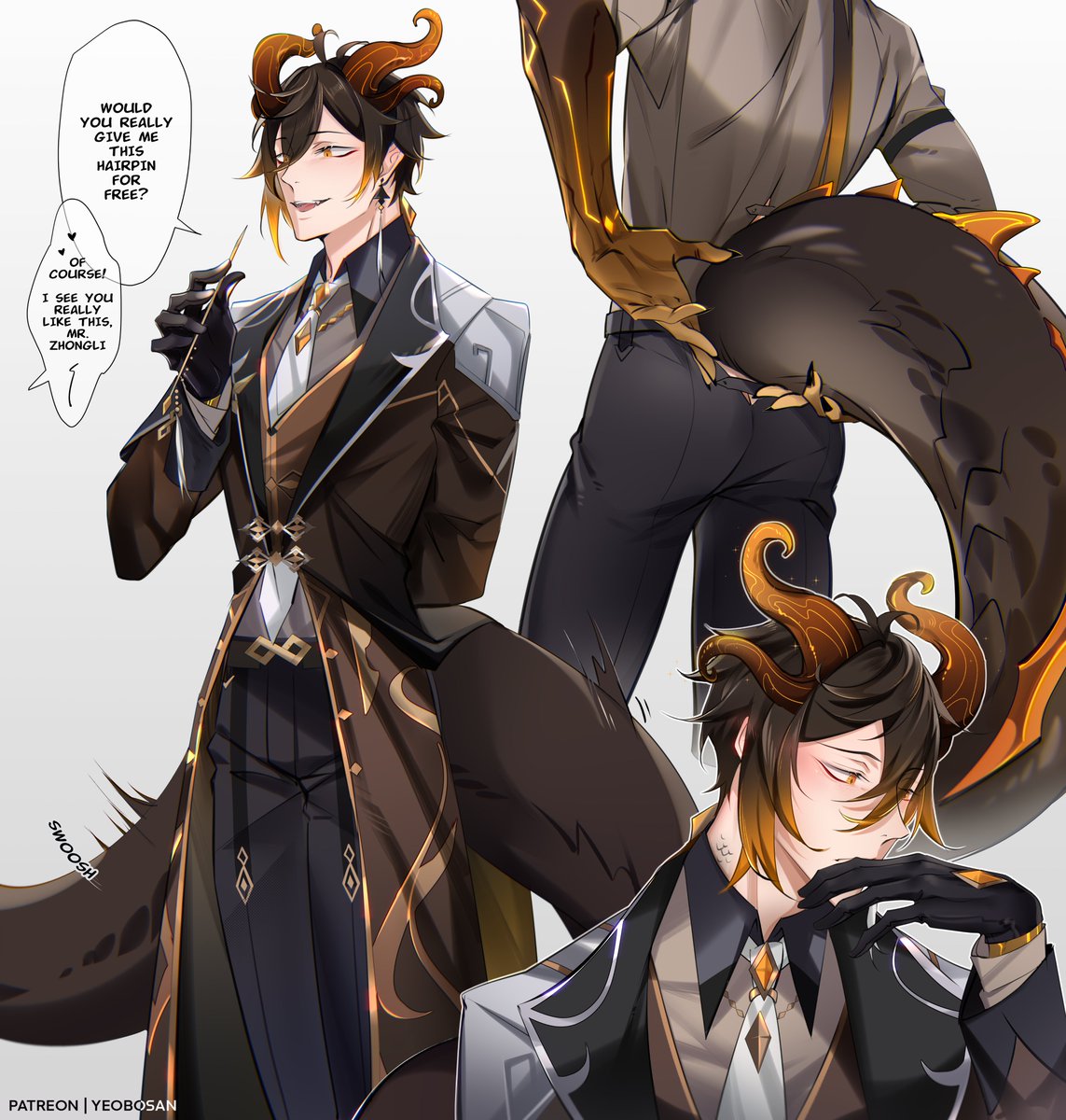 crycry84488's tweet photo. Zhongli walks around Liyue in his half-dragon form
#Zhongli #原神 https://t.co/WeWKaYnUhf