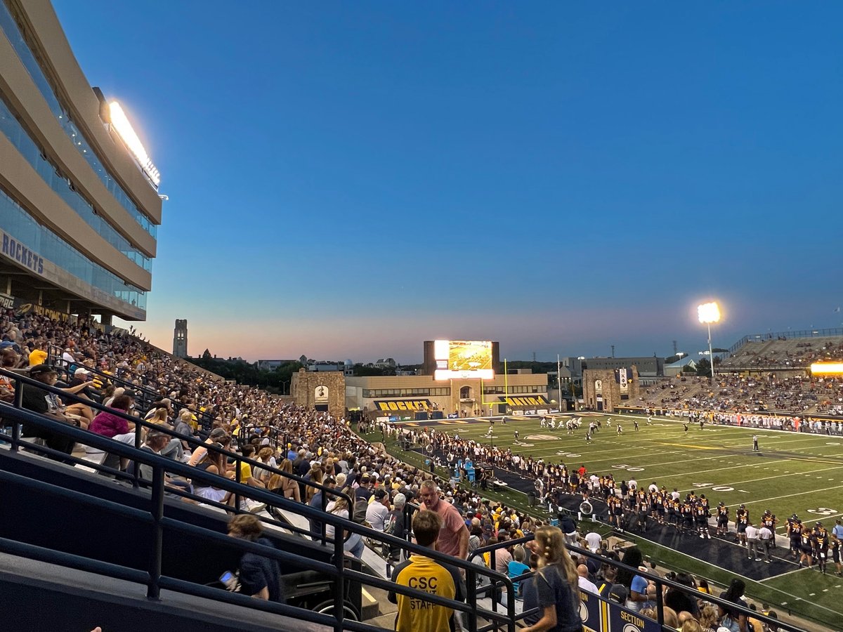 It was a beautiful night to kick off Rocket Football. The Rockets won the season opener, 37-0, over Long Island University! Here was Dean Cooper's view from the game. 🚀🏈 #GoRockets @ToledoFB