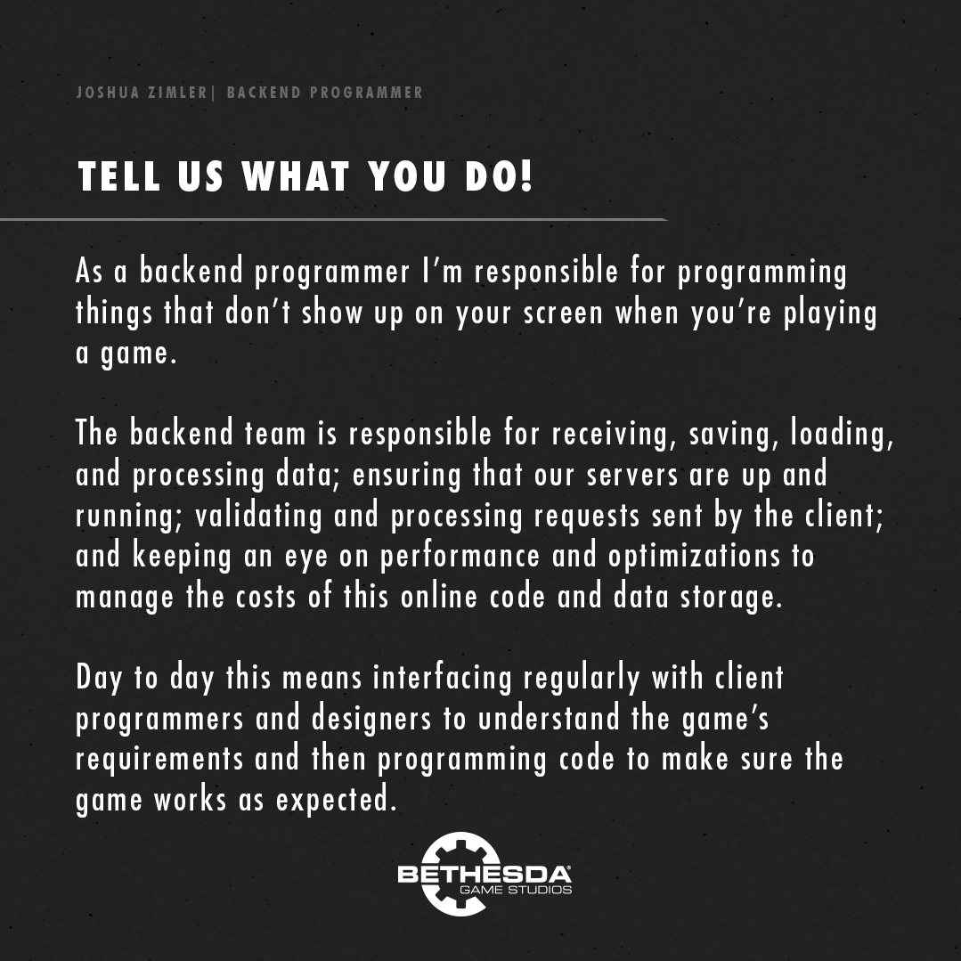 Bethesda Game Studios on Twitter "Joshua works at Bethesda Game